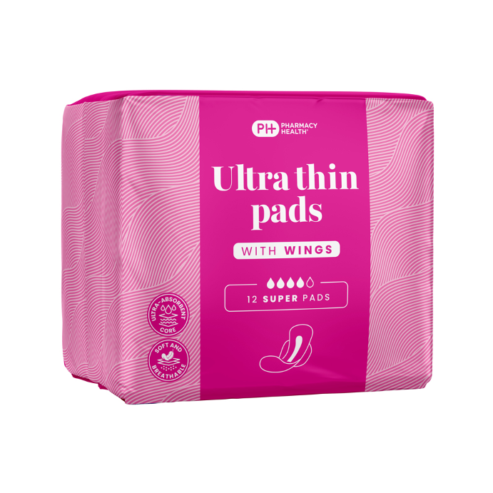 Pharmacy Health Ultra Thin Pads Wings Super 12 Pack