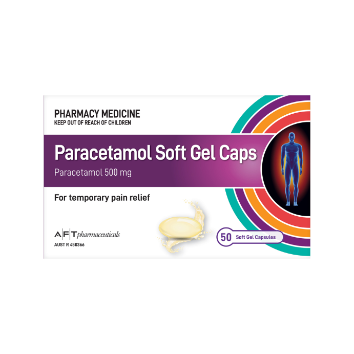 AFT Paracetamol 500mg Soft Gel Capsules 50 Pack