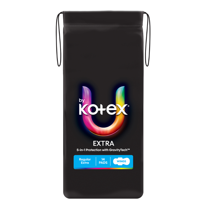 U By Kotex Extra Regluar Extra Wings 14 Pack