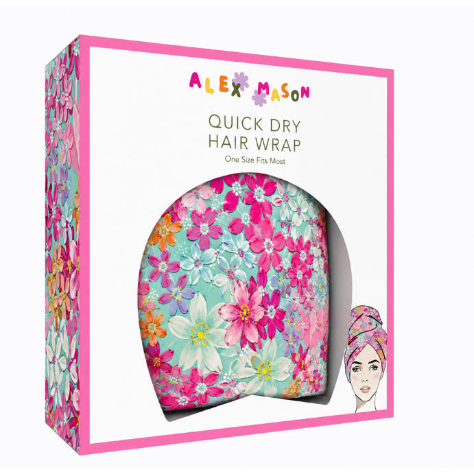 ALEX MASON Quick Dry Hair Wrap Floral