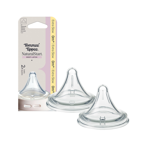 Tommee Tippee Natural Start Deep Latch Extra Slow Flow for 0m+ 2 Pack