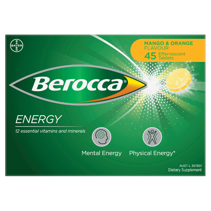 Berocca Energy Mango & Orange Flavour 45 Tablets