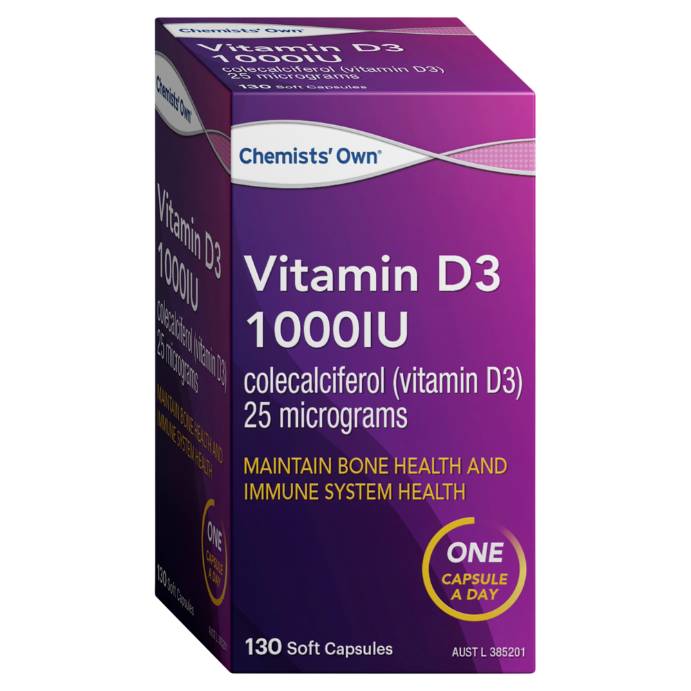 Chemists' Own Vitamin D3 1000IU 130 Capsules