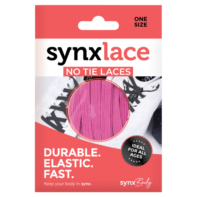 Synx Synxlace No-Tie Elasticated Laces Pink 1 Pair