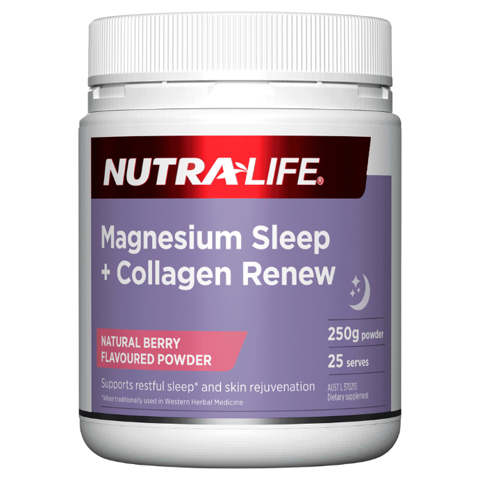Nutra-Life Magnesium Sleep + Collagen Renew Natural Berry Flavoured Powder 250g