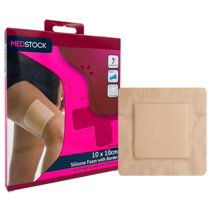 Medstock Silicone Foam With Border 10cm x 10cm 2 Pack