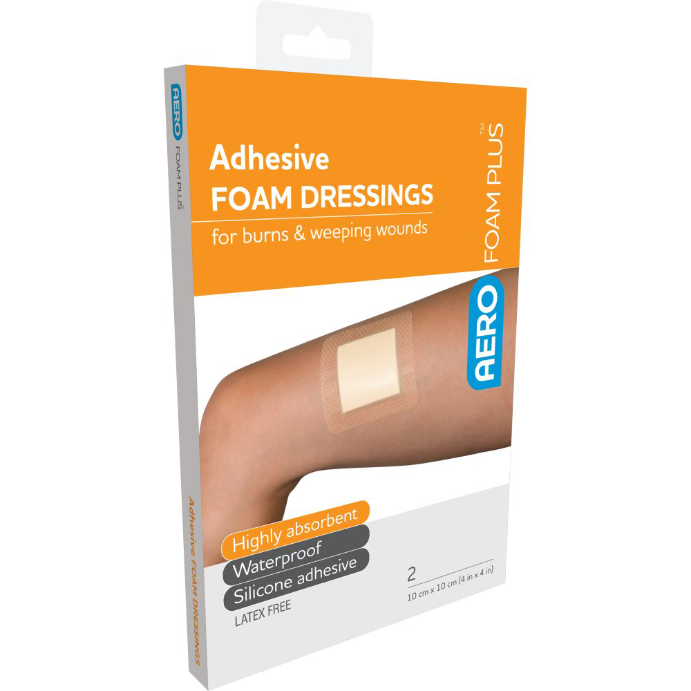 AERO Foam Plus Waterproof Dressing 10cm x 10cm 2 Pack