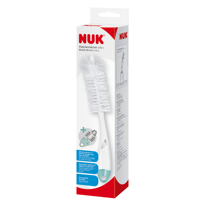 Nuk 2-in-1 Flexible Bottle and Teat Brush For Baby Bottles & Teats Mint