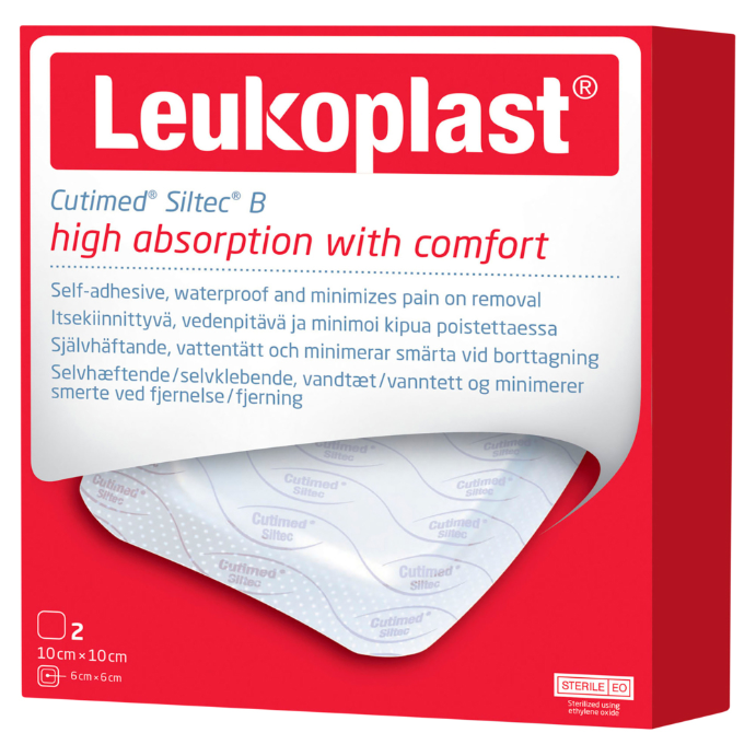 LEUKO Leukoplast Cutimed Siltec B 10cm x 10cm 2 Pack