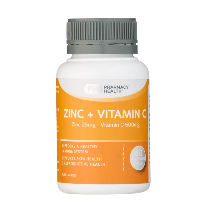 Pharmacy Health Zinc + Vitamin C 60 Tablets