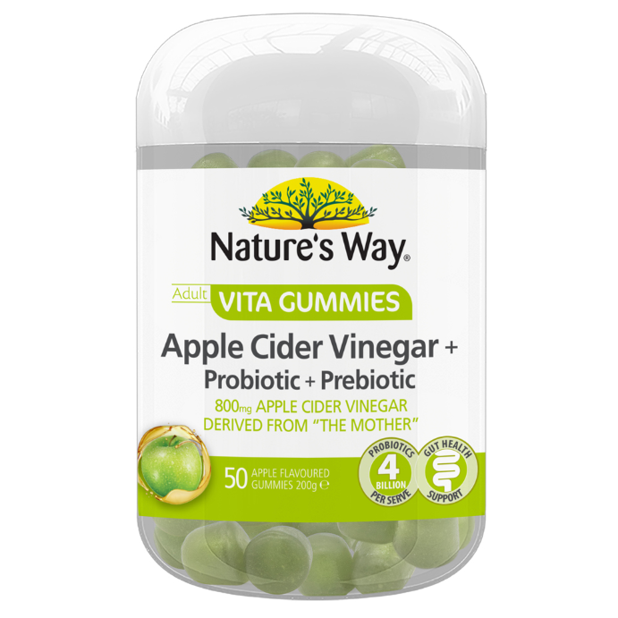 Nature's Way Adult Vita Gummies Apple Cider Vinegar + Probiotic + Prebiotic 50 Gummies