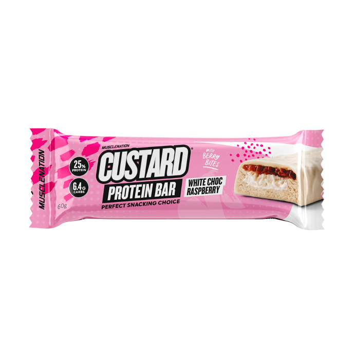 Muscle Nation Protein Custard Bar White Chocolate Raspberry 60g