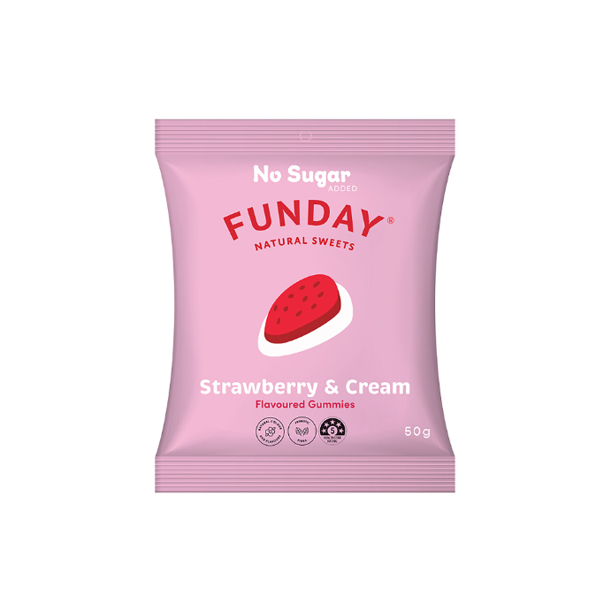 Fun Day Natural Sweets Strawberry & Cream Flavoured Gummies 50g