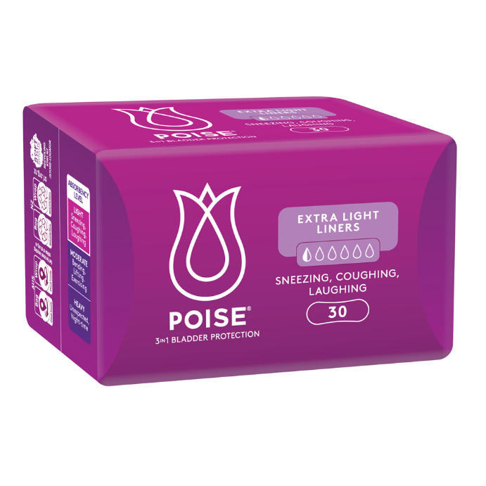 Poise 3-in-1 Bladder Protection Extra Light Liners 30 Pack