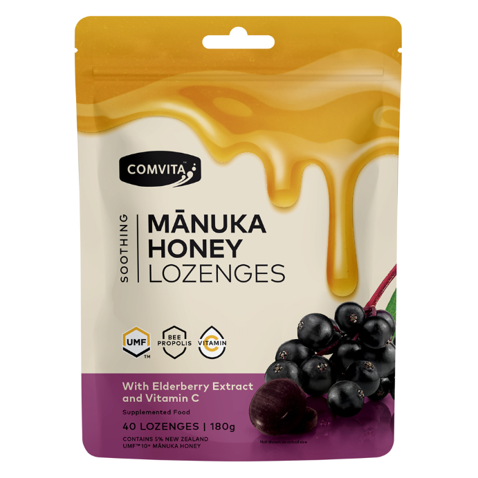 Comvita Elderberry Soothing Manuka Honey 40 Lozenges