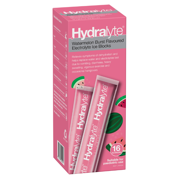 Hydralyte Watermelon Burst Flavoured Electrolyte Ice Blocks 16 Pack