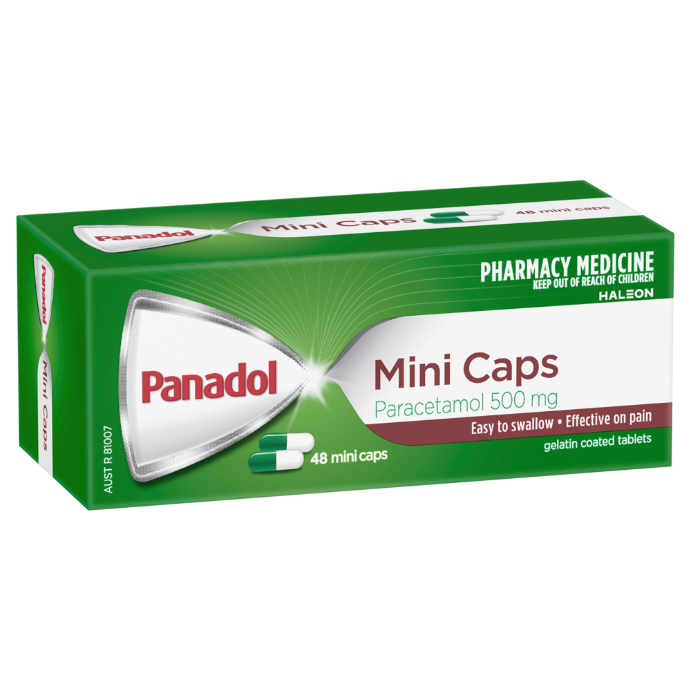 Panadol Mini Capsules Paracetamol 500mg 48 Capsules