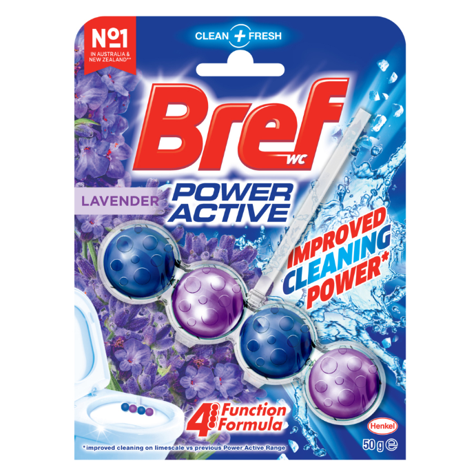 BREF Power Active Lavender Field Rim Block Toilet Cleaner 50g