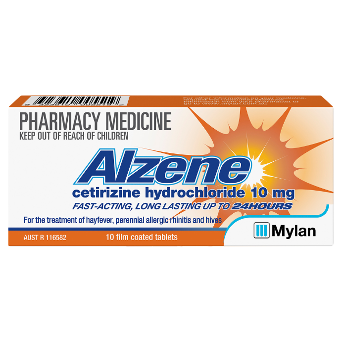 Alzene Cetirizine 10mg Blister Pack 10 Tablets