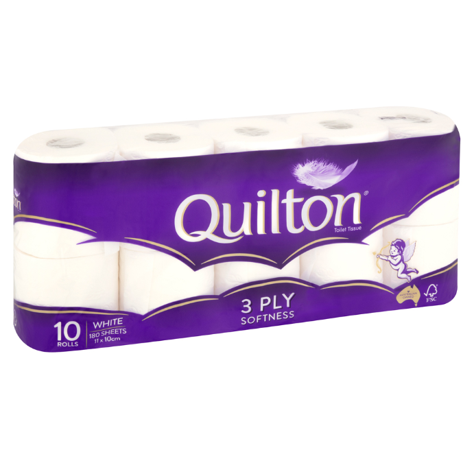 Quilton 3 Ply Classic White Toilet Tissue 10 Pack