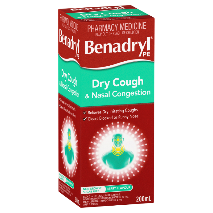 Benadryl PE Dry Cough & Nasal Congestion 200mL