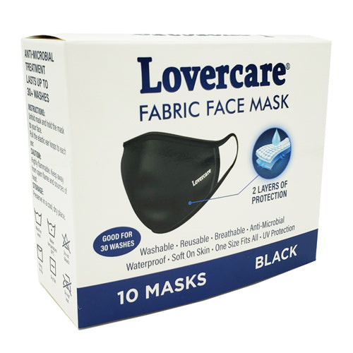 LOVERCARE Fabric Face Mask Black 10 Pack