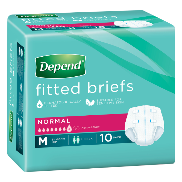 Depend Fitted Briefs Medium 10 Pack
