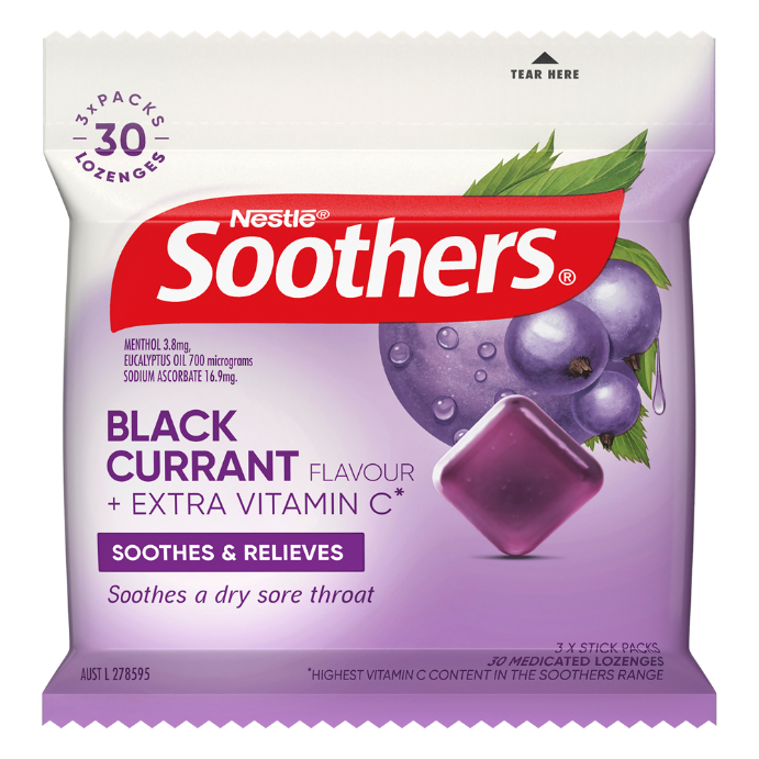 Soothers Blackcurrant + Extra Vitamin C 30 Lozenges