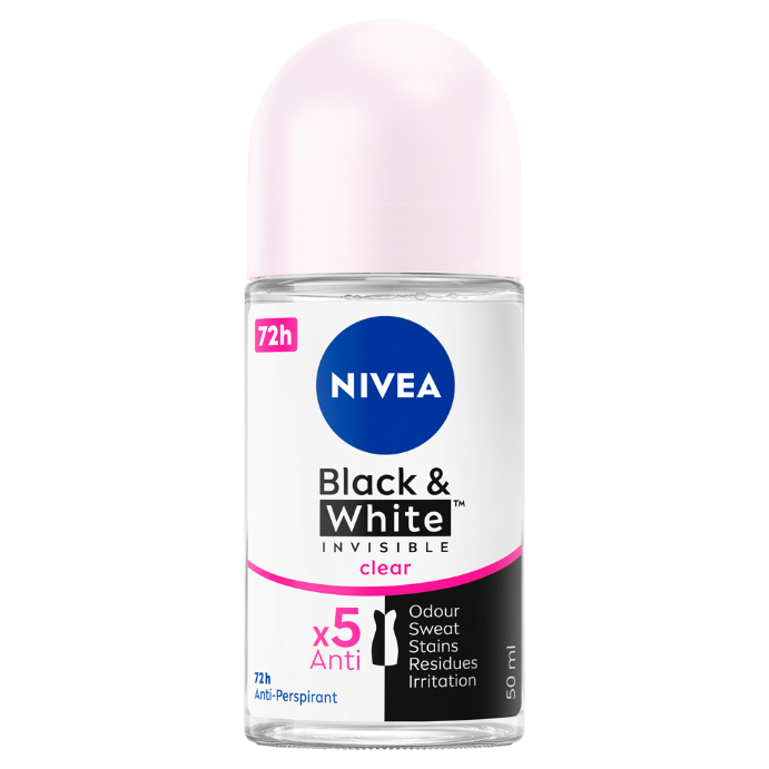 NIVEA Black & White Invisible Clear 72H Anti-Perspirant 50mL