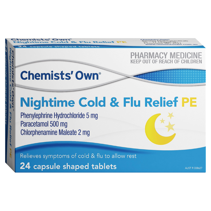 Chemists' Own Nightime Cold & Flu Relief PE 24 Tablets