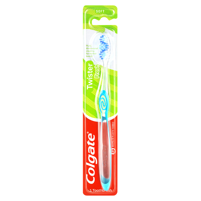 Colgate Twister Manual Toothbrush Soft Spiral Bristles 1 Pack