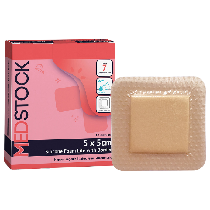 Medstock Silicone Foam With Border 5cm x 5cm 10 Pack