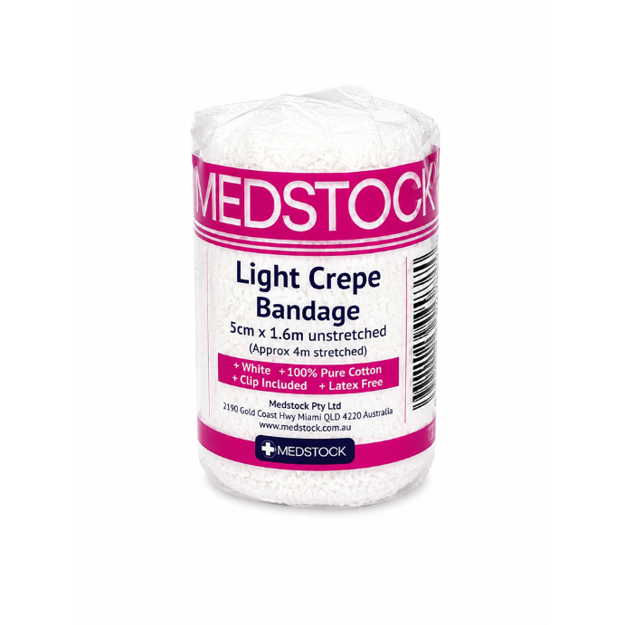 Medstock Light Crepe Band with Clip 5cm x 1.6m 1 Roll