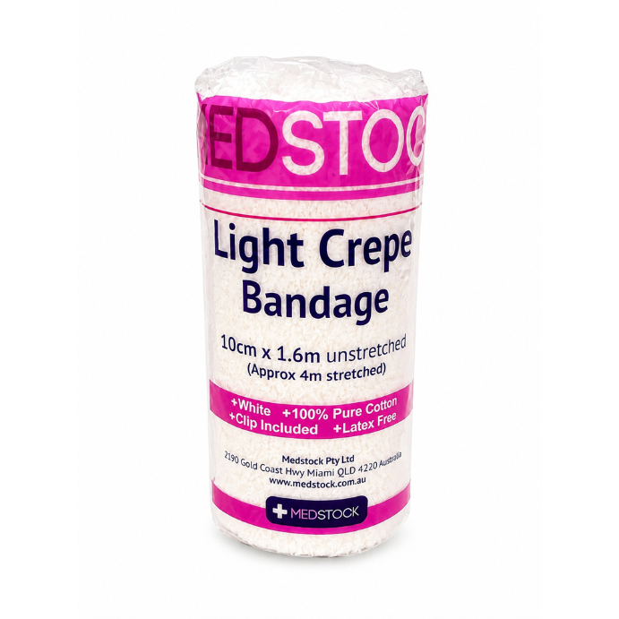 Medstock Light Crepe Band with Clip 10cm x 1.6m 1 Roll