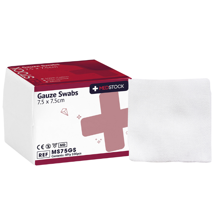Medstock Gauze Swab 7.5cm x 7.5cm 8 Ply 100 Pack