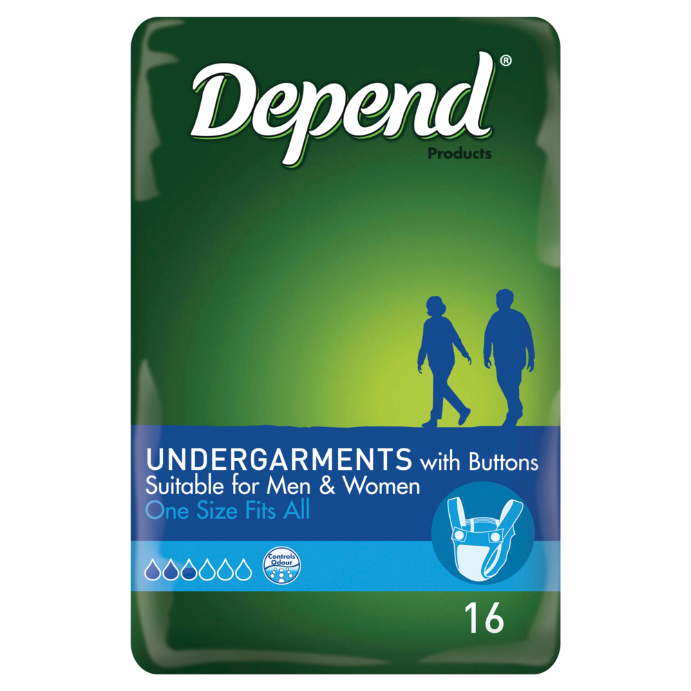 Depend Undergarment With Buttons 16 Pack