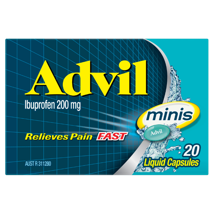 Advil Minis Ibuprofen 200mg 20 Liquid Capsules