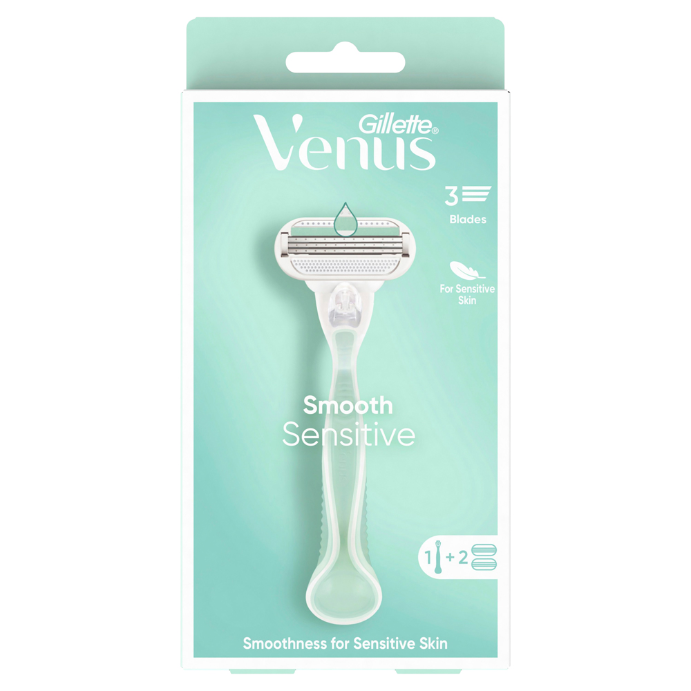Gillette Venus Smooth Sensitive Women's Razor 1 Handle + 2 Blade Refills 3 Piece Set