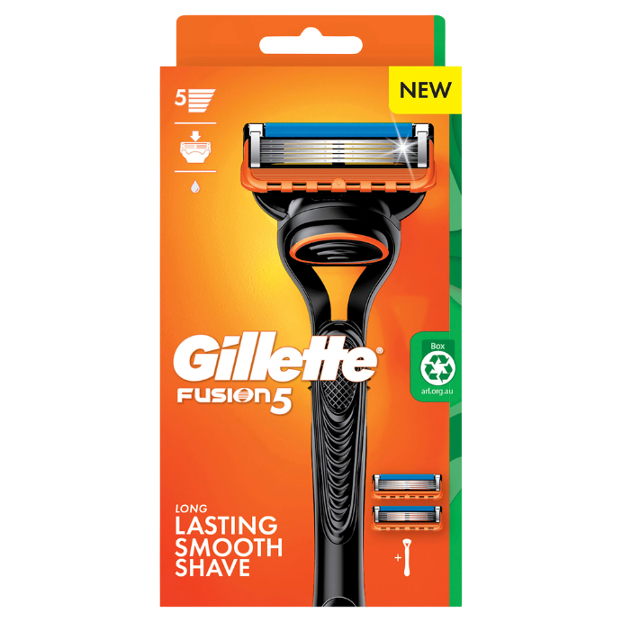 Gillette Fusion5 Razor 1 Handle + 2 Cartridges 3 Piece Set