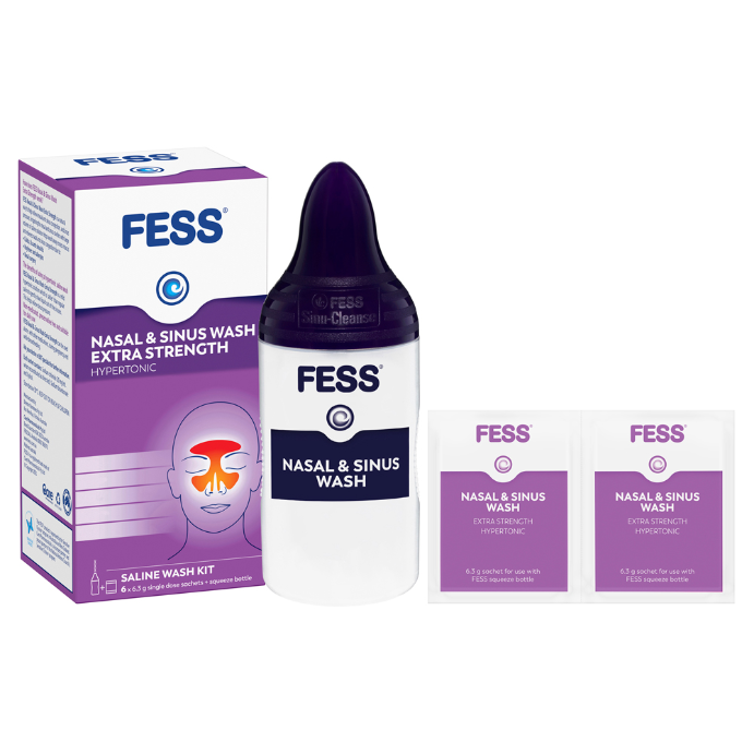 FESS Nasal & Sinus Wash Extra Strength Saline Wash Kit 6 x 6.3g
