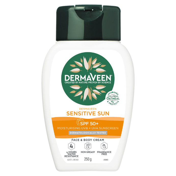 DermaVeen Sensitive Sun SPF 50+ Face & Body Cream 250mL