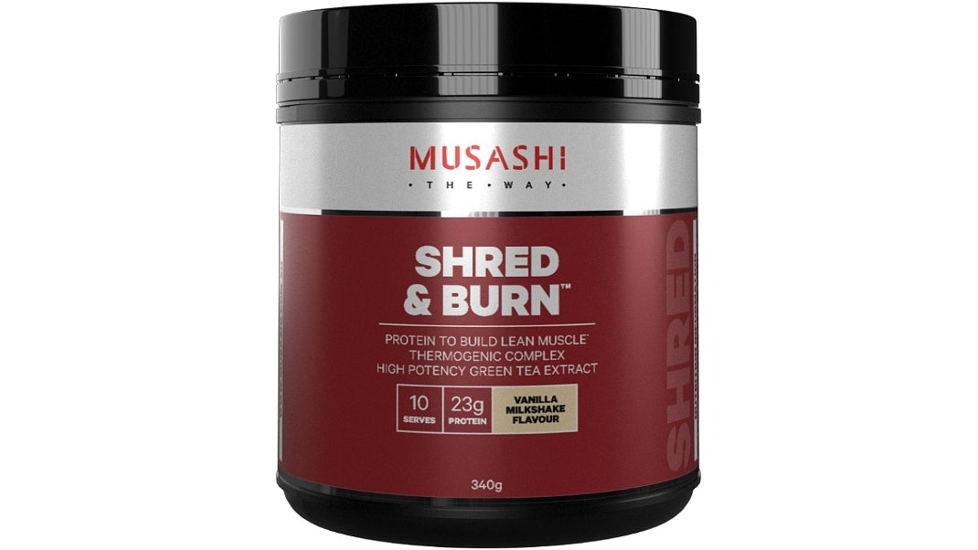 Musashi Shred & Burn Protein Powder Vanilla Milkshake 340g