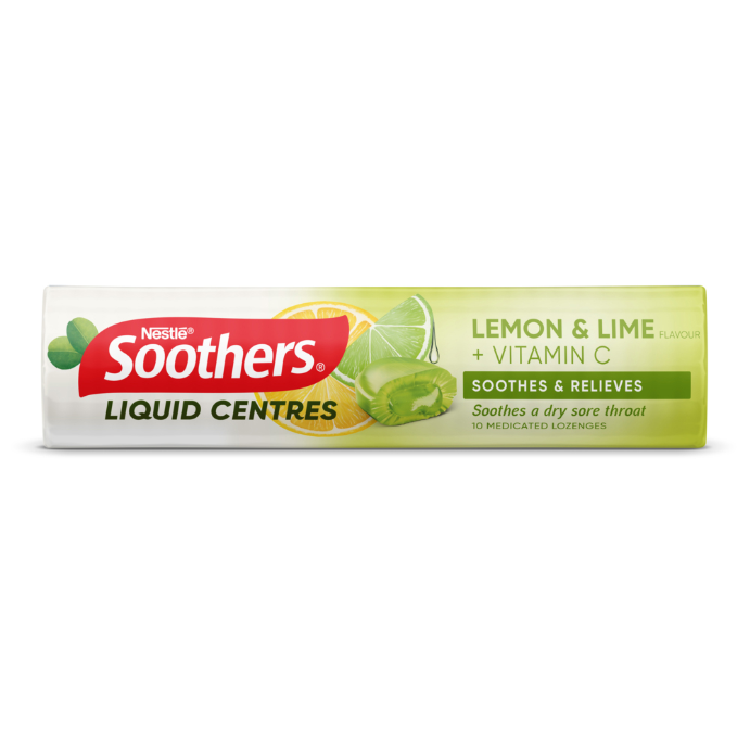 Soothers Liquid Centre Lemon Lime 10 x 24 Pack