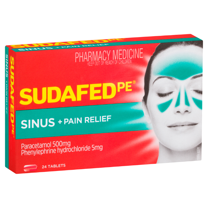 Sudafed PE Sinus + Pain Relief 24 Tablets