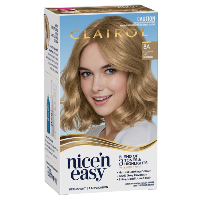 Clairol Nice 'N Easy 8A Natural Medium Ash Blonde Permanent Hair Colour 1 Pack