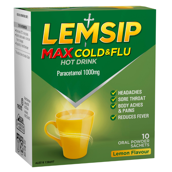 Lemsip Max Cold & Flu Hot Drink Lemon Flavour 10 Sachets