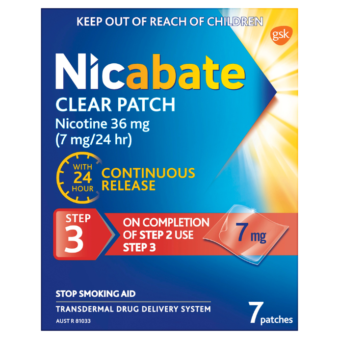 Nicabate Clear Patch Quit Smoking Step 3 7mg 7 Pack