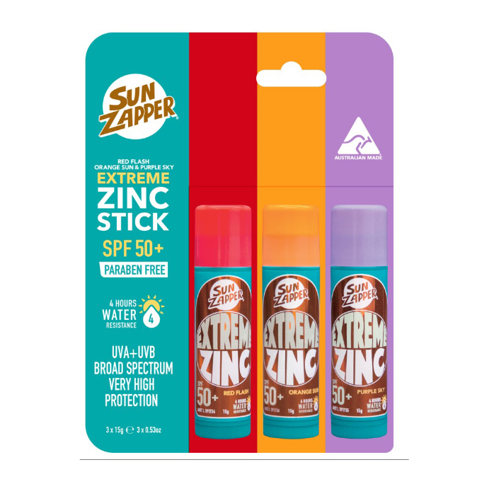 SUN ZAPPER Extreme Zinc Stick Unicorn 3 Pack 45g
