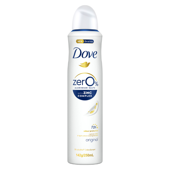 Dove Women Deodorant Zero % Aluminium Salts Original 250mL