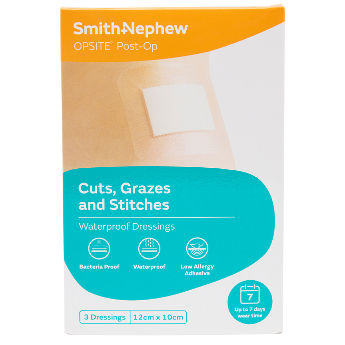 OPSITE POST-OP Waterproof Dressings 12cm x 10cm 3 Pack